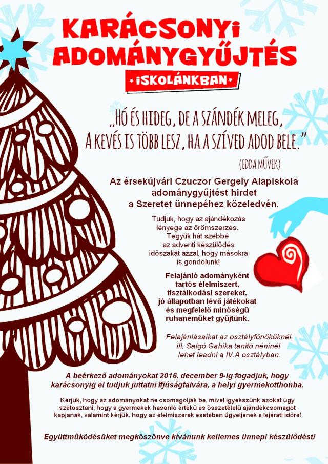 Karácsonyi adománygyűjtés iskolánkban